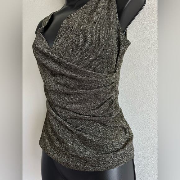 Vintage Y2K KIKIT Metallic Ruched Surplice Tank Top USA Sz S 2000s Glam - Picture 4 of 5